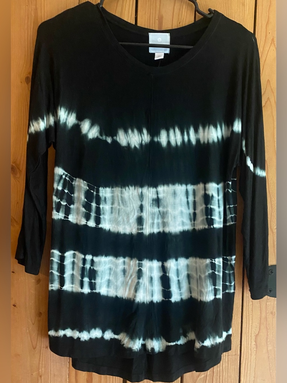Sunday Black and White Tie-Dye Long Sleeve Top